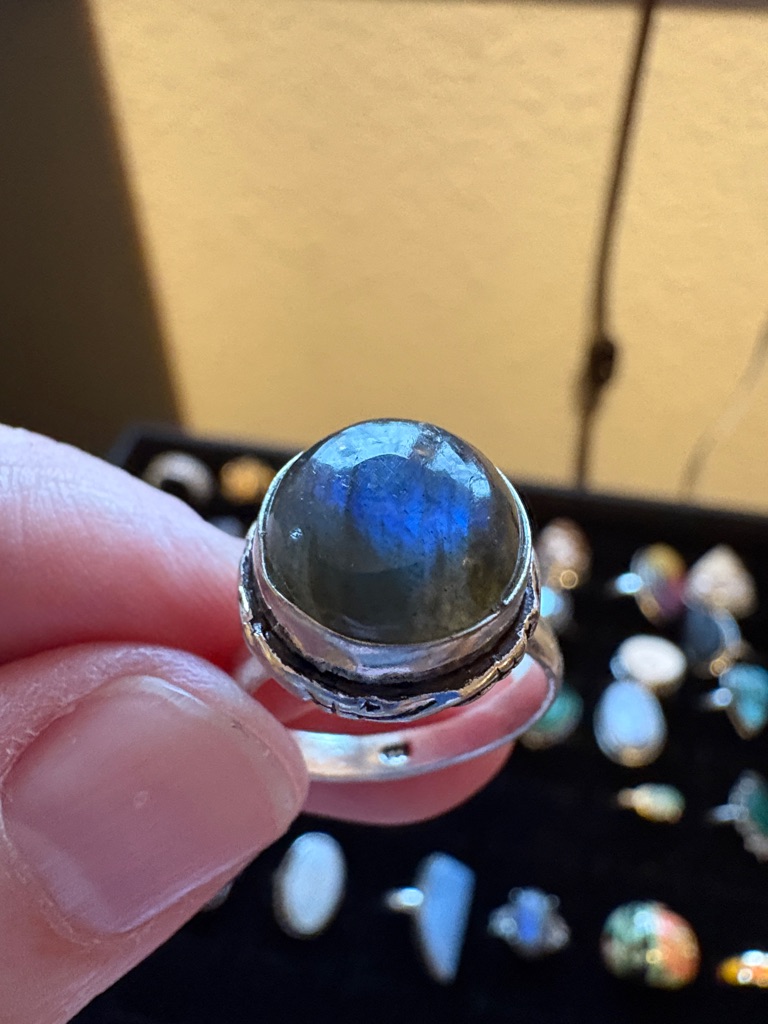 Blue Flash Lab Silver Ring